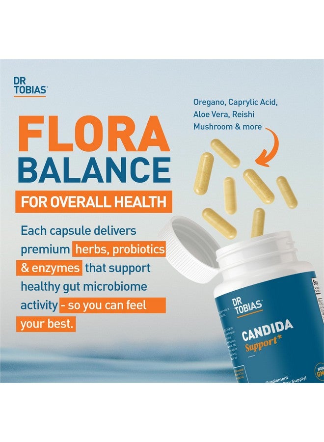 Dr. Tobias Dr. Tobias Candida Support, Gut Flora Balance Complex with Oregano, Caprylic Acid, Enzymes & Probiotics, Support Intestinal Detox Cleanse & Gut Health for Women & Men, 60 Capsules, 30 Servings  - Image 2