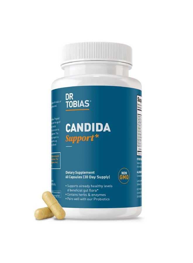Dr. Tobias Dr. Tobias Candida Support, Gut Flora Balance Complex with Oregano, Caprylic Acid, Enzymes & Probiotics, Support Intestinal Detox Cleanse & Gut Health for Women & Men, 60 Capsules, 30 Servings  - Image 1