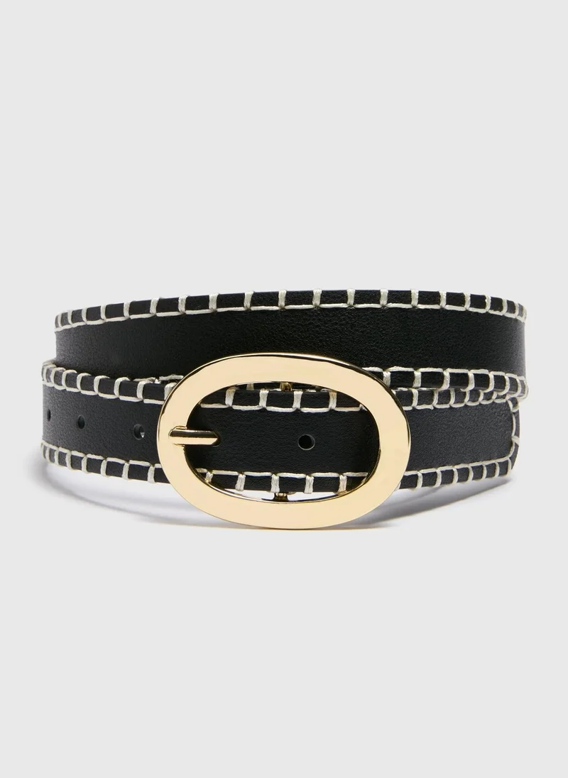 Matalan Black Whipstitch Belt
