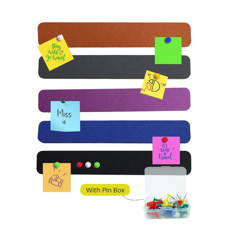 RANUR Self Adhesive Felt Bulletin Bar Strip, Reminder Board with 35pcs Drawing Pins, Lightweight to Do List Board for Wall Soft Board for Study Room, Photos, Schedules, Size 33 X 5 X 1.3 cms (Color) - Image 1