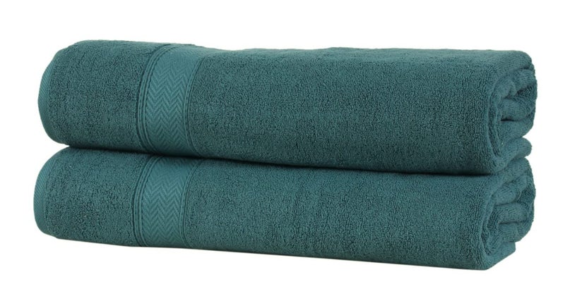 HILLFAIR 600 GSM- 40 x 80 Inches- 100% Cotton 2 Pc XXL Oversized Bath Towel Set- Soft Highly Absorbent Jumbo Bath Sheets Towels Sets- Quick Dry Oversized Bath Towel Sets for Hotel Spa Pool- Teal - Image 2