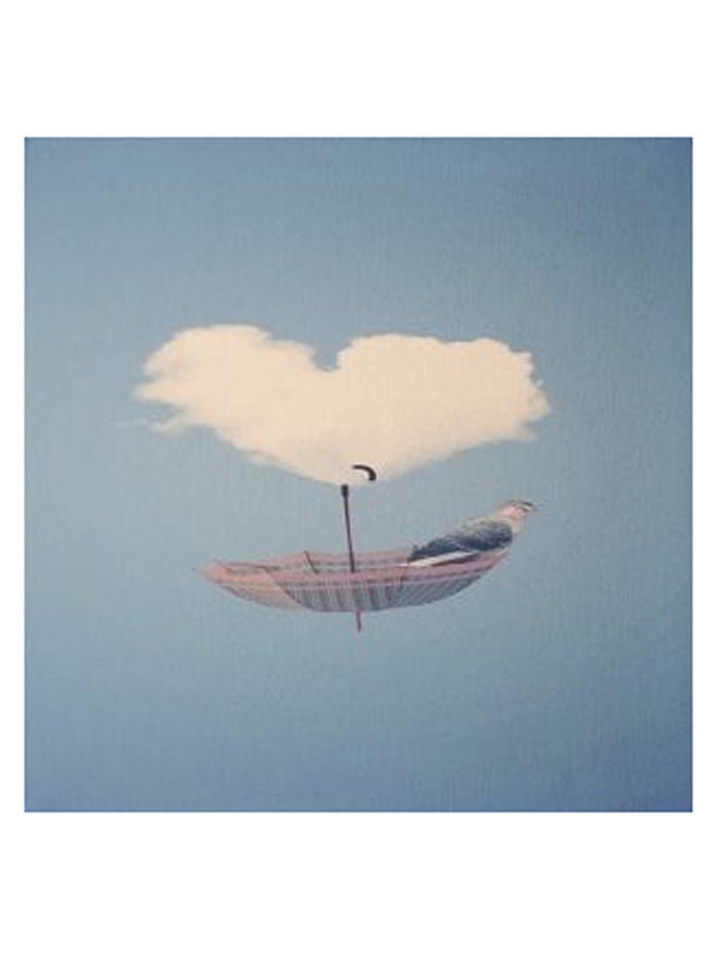 نيبمينينت لوحة فنية من قماش الكانفاس مزوّدة بإطار مخفي برسمة مظلة وقلب أزرق/أبيض/وردي 50 x 50سم - Image 1