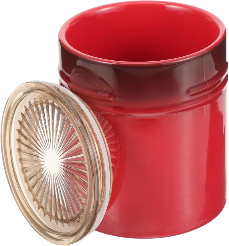 SHOWERORO Ceramic Canister with Lid Red Kitchen Storage Jar for Coffee Tea Flour Airtight Food Storage Container Small Pantry Organizer - Image 1