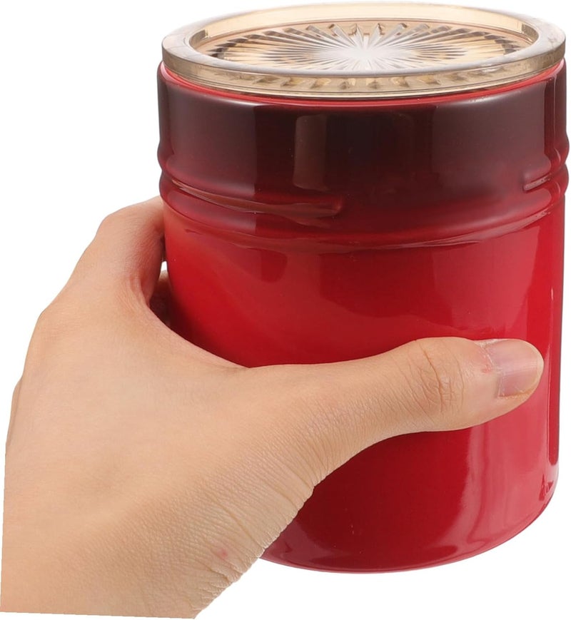 SHOWERORO Ceramic Canister with Lid Red Kitchen Storage Jar for Coffee Tea Flour Airtight Food Storage Container Small Pantry Organizer - Image 2
