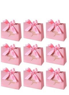 Joyelink Thank You Gift Bags, 20 Pack Small Thank You Gift Bag Party Favor Bags Treat Boxes with Rose Red Bow Ribbon, Pink Pattern Paper Gift Bags Bulk for Wedding Baby Shower Business Party Supplies  - Image 1