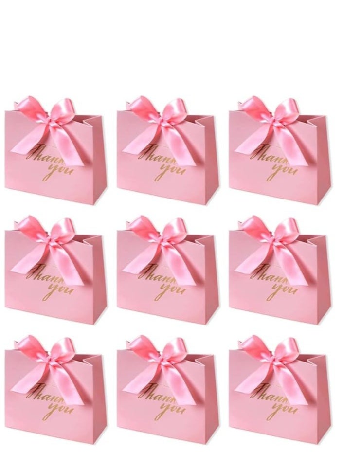 Joyelink Thank You Gift Bags, 20 Pack Small Thank You Gift Bag Party Favor Bags Treat Boxes with Rose Red Bow Ribbon, Pink Pattern Paper Gift Bags Bulk for Wedding Baby Shower Business Party Supplies  - Image 1