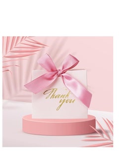 Joyelink Thank You Gift Bags, 20 Pack Small Thank You Gift Bag Party Favor Bags Treat Boxes with Rose Red Bow Ribbon, Pink Pattern Paper Gift Bags Bulk for Wedding Baby Shower Business Party Supplies  - Image 2