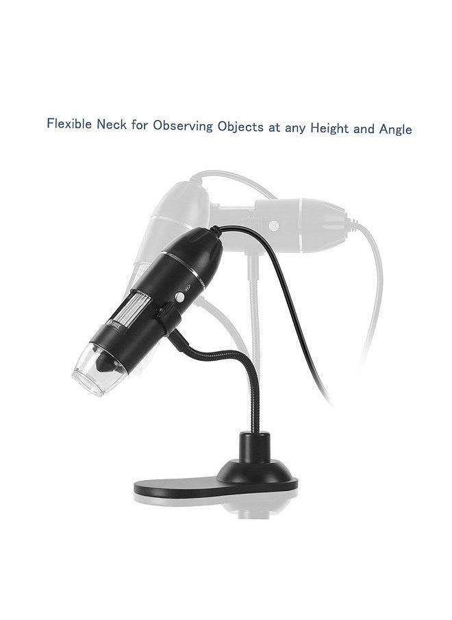 Generic - Digital Zoom Microscope USB Handheld & Desktop Magnifier 0.3MP Camera 8-LED Light Magnifying Glass 1000X Magnification for Windows/Mac System with Stand - Image 1