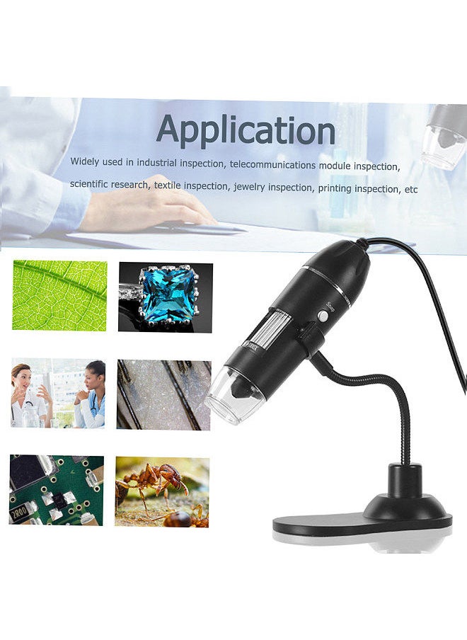 Generic - Digital Zoom Microscope USB Handheld & Desktop Magnifier 0.3MP Camera 8-LED Light Magnifying Glass 1000X Magnification for Windows/Mac System with Stand - Image 1