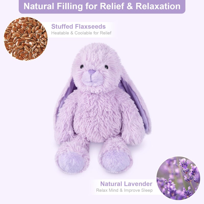SuzziPals Heatable & Coolable Purple Bunny Stuffed Animal Heating Pad for Soothing & Relaxation, Lavender Purple Bunny Plush for Discomfort, Rabbit Stuffed Animals for Kids, Easter Bunny Plushies Gift - Image 2