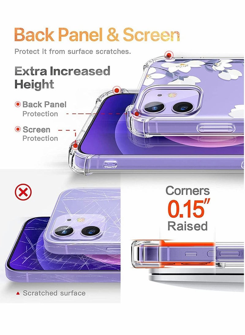جراب شفاف لطيف مزهر متوافق مع iPhone 12، لهاتف 12 Pro مقاس 6.1 بوصة، غطاء TPU مرن ناعم مقاوم للصدمات للنساء والفتيات بنمط زهور - Image 5