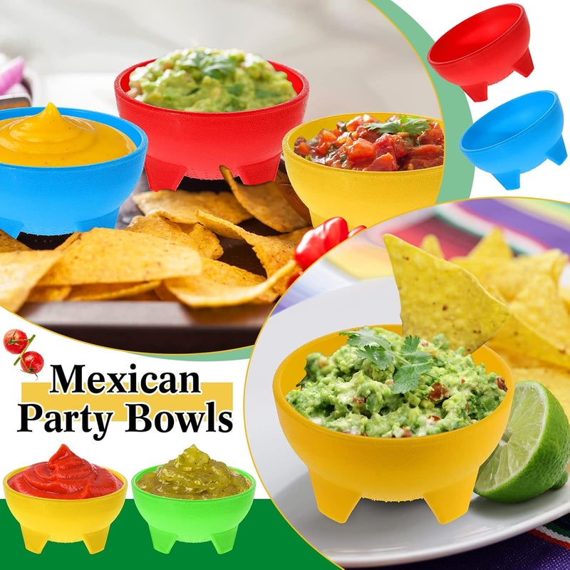 meekoo 24 Pcs Mexican Salsa Bowls 45 Multi Color Serving Bowls Diameter Plastic Mexican Dipping Dinnerware for Taco Candy Chip Bar Snack Guacamole Nuts Dish6 Colors - Image 3