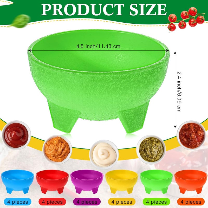 meekoo 24 Pcs Mexican Salsa Bowls 45 Multi Color Serving Bowls Diameter Plastic Mexican Dipping Dinnerware for Taco Candy Chip Bar Snack Guacamole Nuts Dish6 Colors - Image 2