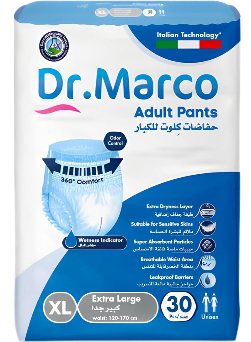 Dr. Marco Dr. Marco Adult Culotte Diaper Size XL 30 Pants with Wetness Indicator Turkish made Incontinence Pull Ups Underwear with Italian Technology  - Image 1