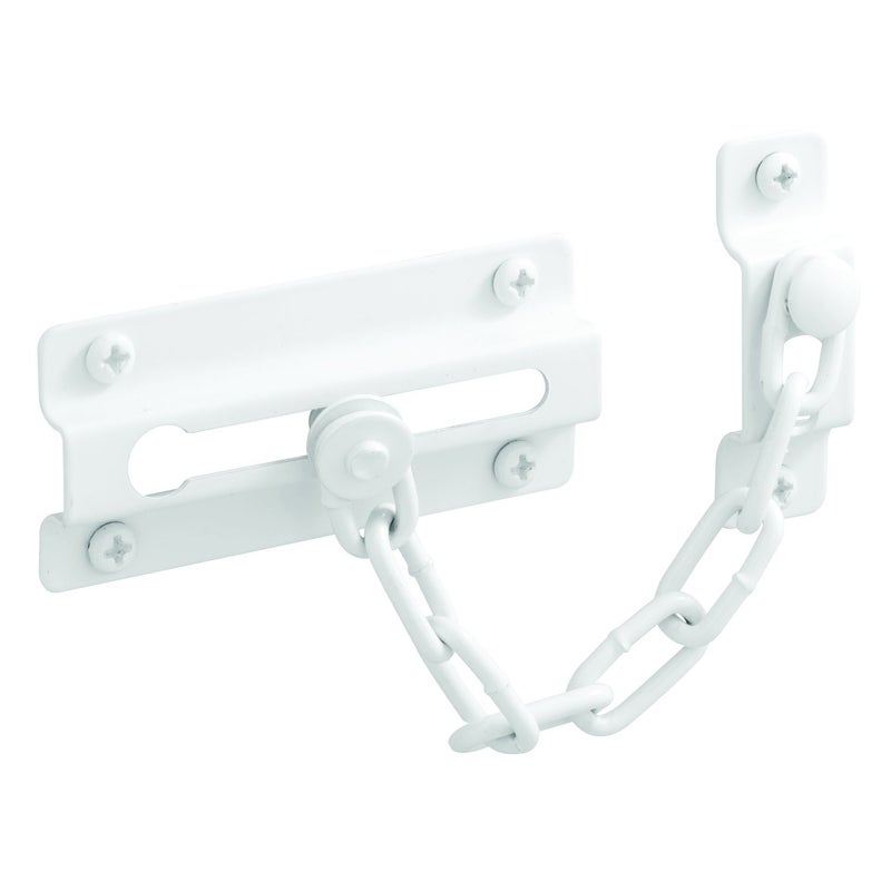 PrimeLine U 9852 Chain Door Guard Stamped Steel wSteel Chain White Painted Finish Single Pack