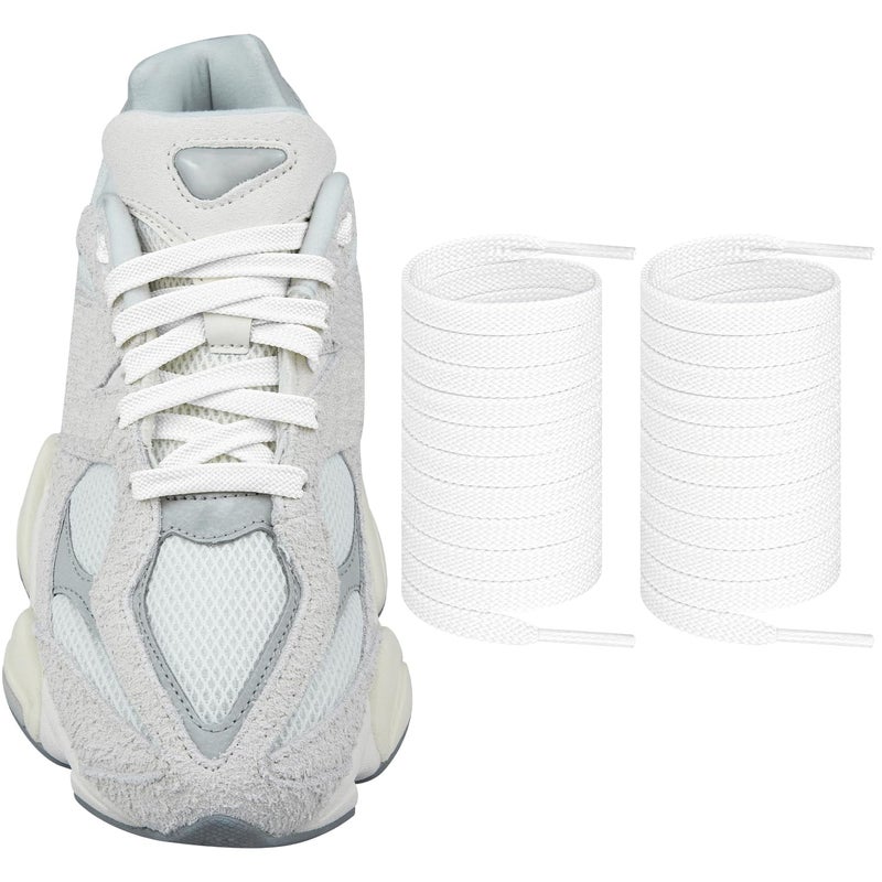 Endoto Shoe Laces for New Balance 9060 Sneaker, 9MM Flat Replacement Shoelaces Strings for Running Shoes(Color:White,Size:45Inch) - Image 1