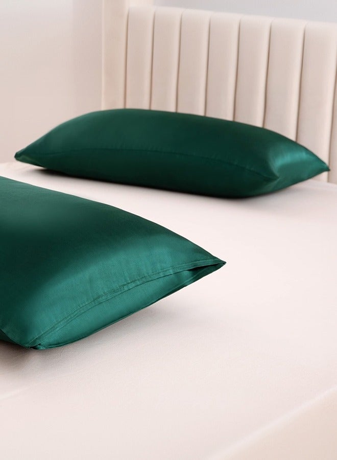 Tersely Satin Pillowcase, 2 Pack 20"x 30" Silk Satin Pillowcases for Hair and Skin Queen Size Pillow Case with Envelope Closure (50x75cm, Dark Green) - Image 5