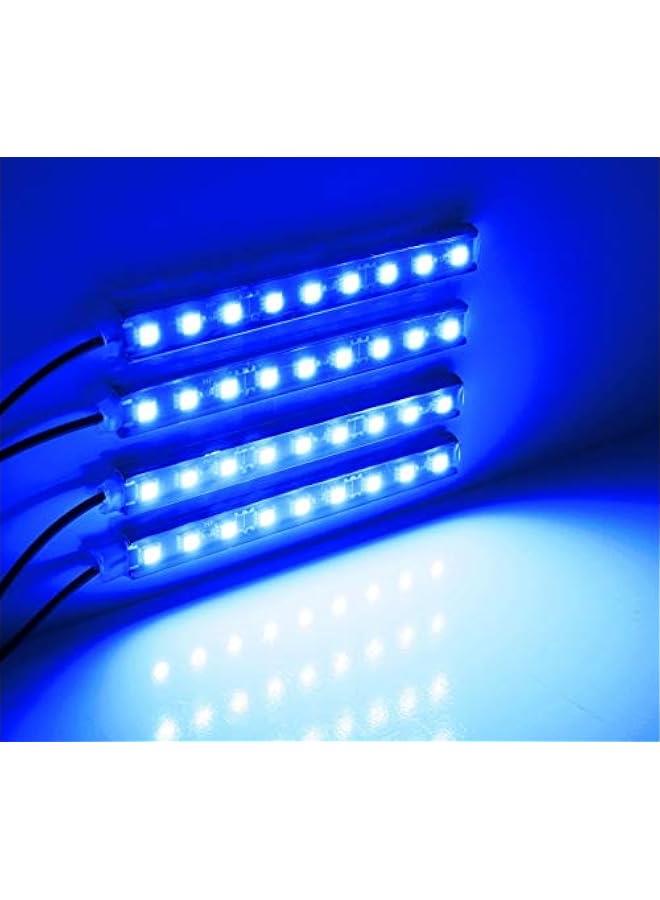 Loquat Car LED Strip Light,  4pcs 36 LED Car Interior Lights Under Dash Lighting Waterproof Kit,Atmosphere Neon Lights Strip for Car,DC 12V(Blue) - Image 2