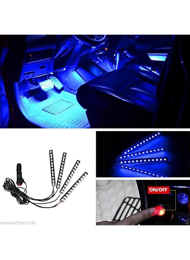 Loquat Car LED Strip Light,  4pcs 36 LED Car Interior Lights Under Dash Lighting Waterproof Kit,Atmosphere Neon Lights Strip for Car,DC 12V(Blue) - Image 3