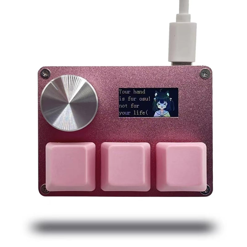 BTXETUEL SayoDevice O3C OSU Keyboard Rapid Trigger Hall Switches Magnetic Linear Switches Keyboard with Knob and Screen,Copy Paste,Shotcut,Macro Hotswap Mini Keypad.â€¦ (Pink) - Image 1