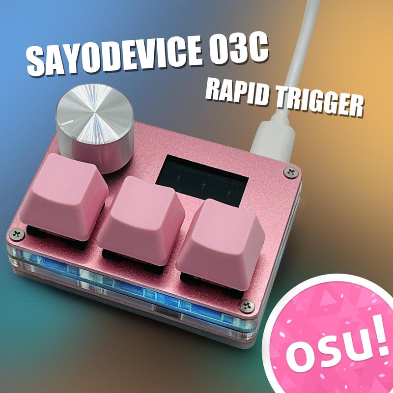BTXETUEL SayoDevice O3C OSU Keyboard Rapid Trigger Hall Switches Magnetic Linear Switches Keyboard with Knob and Screen,Copy Paste,Shotcut,Macro Hotswap Mini Keypad.â€¦ (Pink) - Image 2