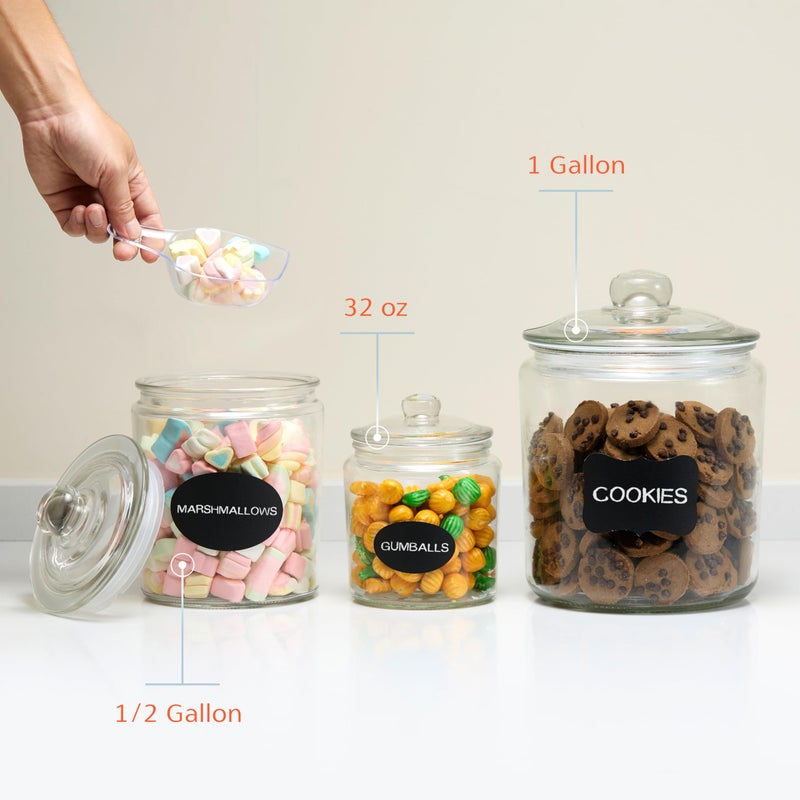 KooK Glass Kitchen Jars, Food & Cookie Storage Containers for Pantry, Bathroom Apothecary Canisters, Airtight Lids, Dishwasher Safe, with Chalk and Labels, 1 Gallon, Set of 2 - Image 4