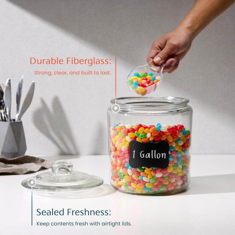 KooK Glass Kitchen Jars, Food & Cookie Storage Containers for Pantry, Bathroom Apothecary Canisters, Airtight Lids, Dishwasher Safe, with Chalk and Labels, 1 Gallon, Set of 2 - Image 2