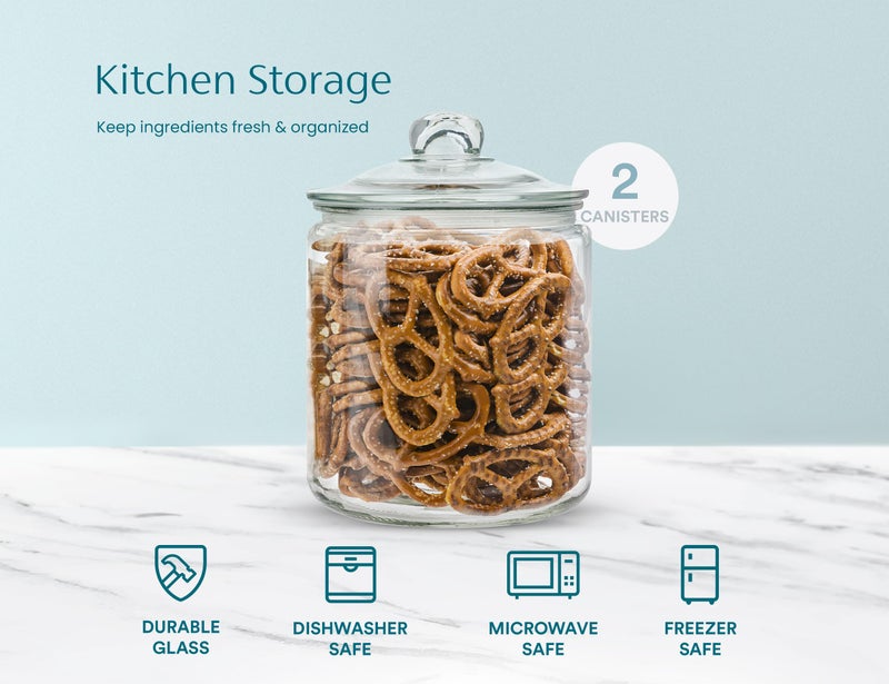 KooK Glass Kitchen Jars, Food & Cookie Storage Containers for Pantry, Bathroom Apothecary Canisters, Airtight Lids, Dishwasher Safe, with Chalk and Labels, 1 Gallon, Set of 2 - Image 5