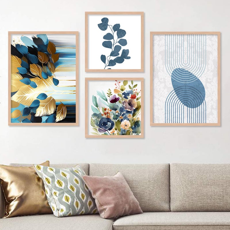 ARAkri Modern Art Wall frames for Home office decor Wall painting for Living room Room Kitchen Wall decoration 10 x 13 inch 10 x10 inch Multicolor OC2319 Set of 4