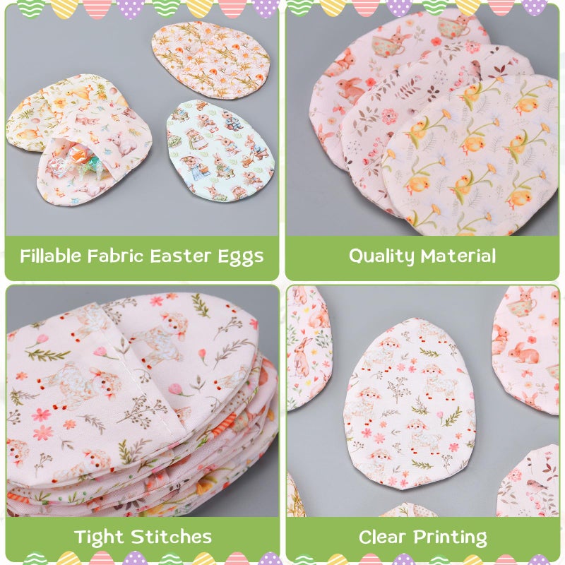 SmoothNovelty 36 Pcs Fillable Fabric Easter Eggs Colorful Reusable Cloth Egg Shaped Container for Easter Hunt Filling Treats Candy, Party Favor, Basket Stuffers, Prize Supplies (Rustic) - Image 3