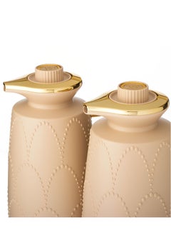 Alsaif set 2 pieces Vacuum Flask golden beige color  - Image 2