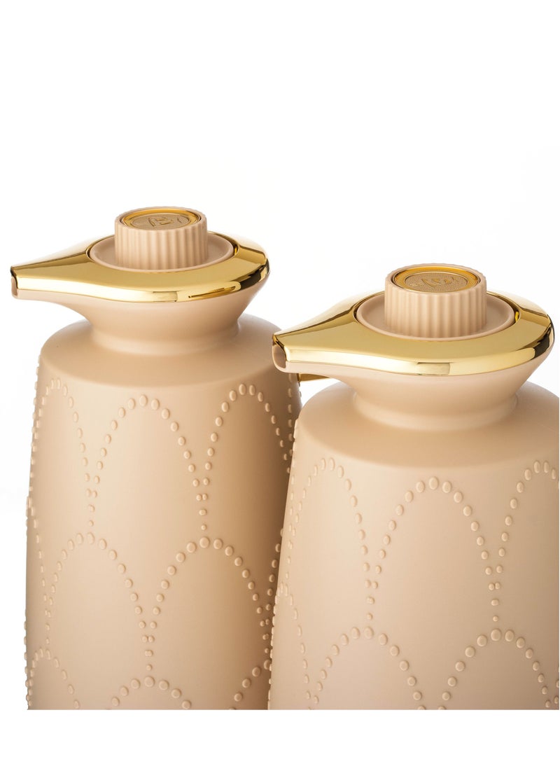 Alsaif set 2 pieces Vacuum Flask golden beige color - Image 2
