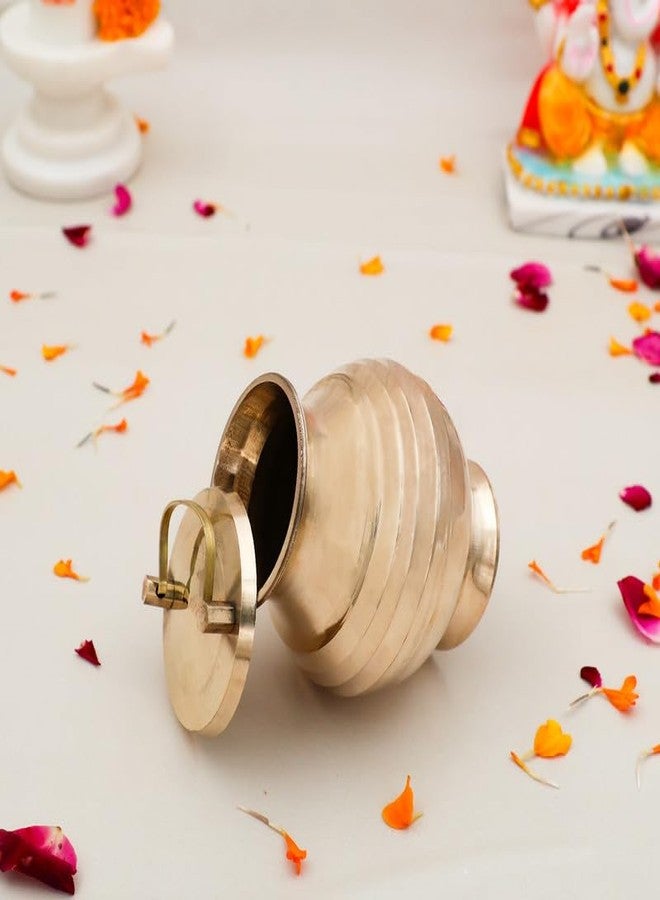 DOKCHAN Brass Kamandal | Gangajali | Kalash | Lota | Patra | with Lid for Gangajal | Holy Water Pot for Temple & Home and All Poojas, etc. (Capacity : 200ml | Size : 8cm | Weight : 126gm Approxe) - Image 4