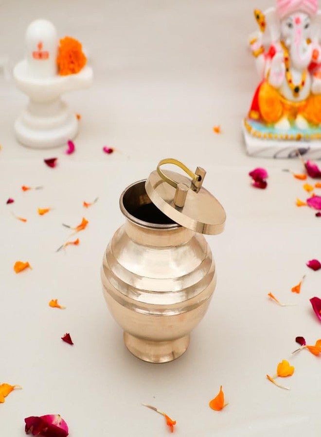 DOKCHAN Brass Kamandal | Gangajali | Kalash | Lota | Patra | with Lid for Gangajal | Holy Water Pot for Temple & Home and All Poojas, etc. (Capacity : 200ml | Size : 8cm | Weight : 126gm Approxe) - Image 5