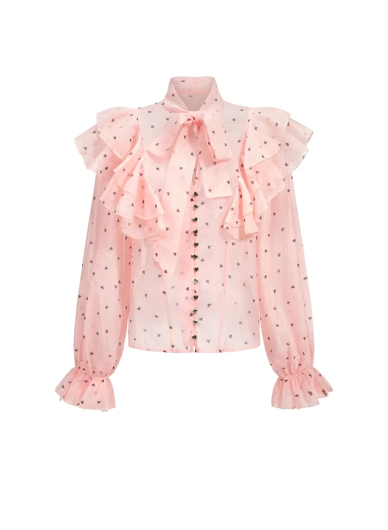 Bella Barnett  Sahara Rufflede Dot Printed Bowknot Top And Skirt Two-Piece Set for Women | Best Price UAE