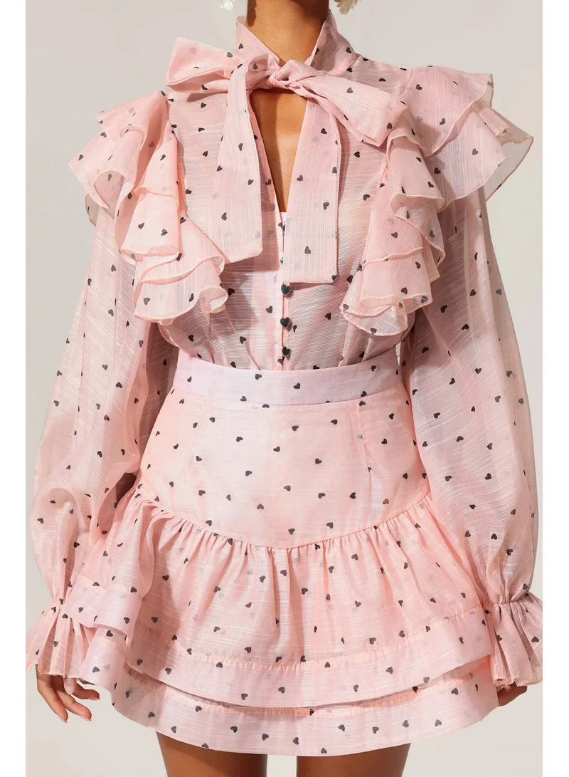 Bella Barnett  Sahara Rufflede Dot Printed Bowknot Top And Skirt Two-Piece Set for Women | Best Price UAE