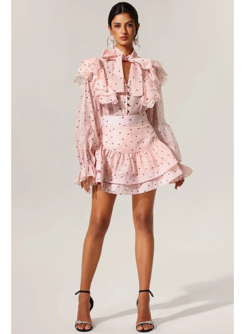 Bella Barnett Sahara Rufflede Dot Printed Bowknot Top And Skirt Two-Piece Set