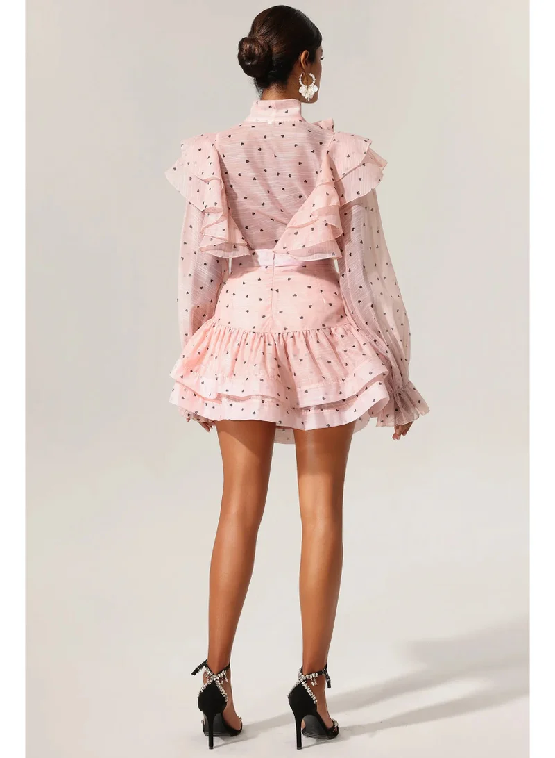 Bella Barnett  Sahara Rufflede Dot Printed Bowknot Top And Skirt Two-Piece Set for Women | Best Price UAE