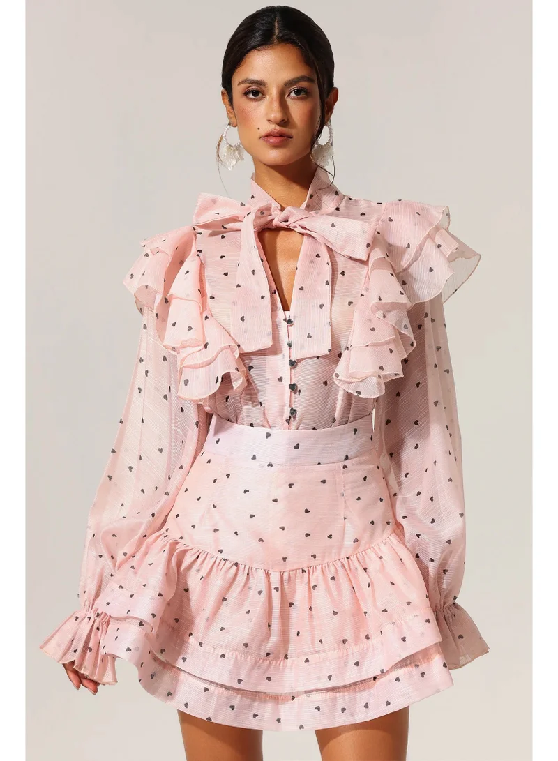 Bella Barnett  Sahara Rufflede Dot Printed Bowknot Top And Skirt Two-Piece Set for Women | Best Price UAE