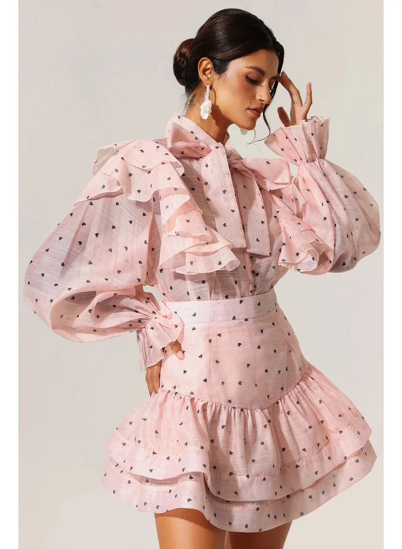 Bella Barnett  Sahara Rufflede Dot Printed Bowknot Top And Skirt Two-Piece Set for Women | Best Price UAE