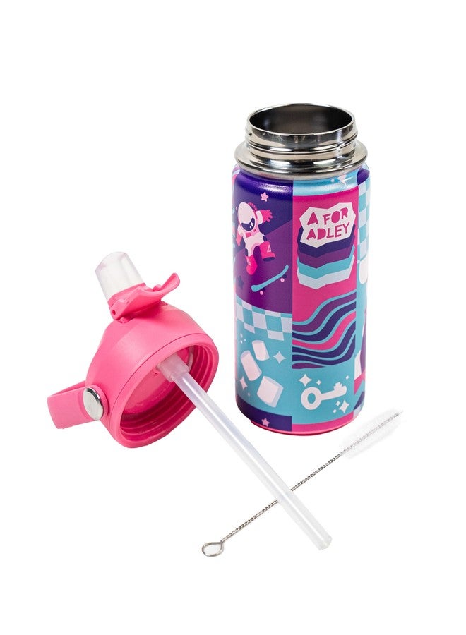 A FOR ADLEY Pink, Blue and Purple Retro Checkered 12 oz Stainless Steel Water Bottle - Image 3