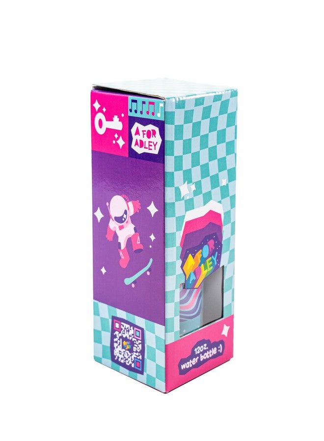 A FOR ADLEY Pink, Blue and Purple Retro Checkered 12 oz Stainless Steel Water Bottle - Image 5