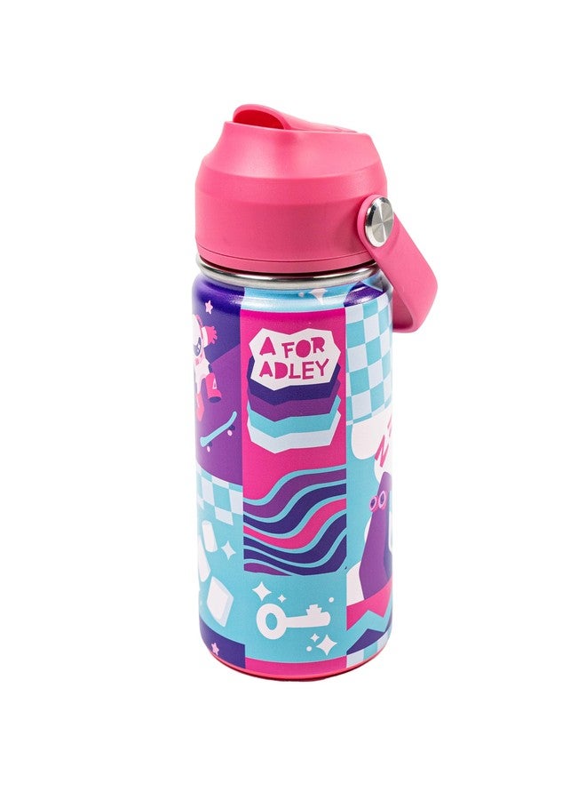 A FOR ADLEY Pink, Blue and Purple Retro Checkered 12 oz Stainless Steel Water Bottle - Image 1