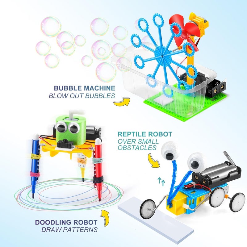 مجموعة أدوات الروبوتات STEM من - 6 مجموعات من ألعاب STEM للأعمار من 8 إلى 13 عامًا، مجموعات العلوم والحرف اليدوية للأطفال من 8 إلى 12 عامًا، هدايا للأولاد من 6 و7 و9 و10 سنوات، ألعاب بناء الروبوتات الهندسية للأطفال من 6-8 و9-12 عامًا - Image 2