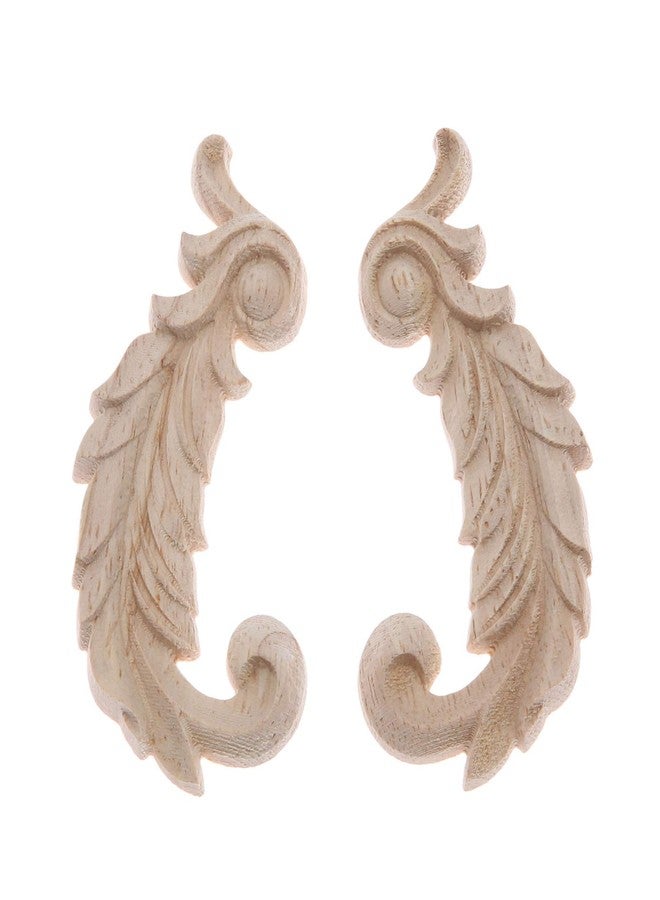 موكسام زخارف خشبية منحوتة، زوج واحد من ملصقات الأثاث المنحوتة الزخرفية غير المطلية لتزيين إطار الباب والخزانة والحائط والخزانة والمدفأة والسقف والسرير ومشروع المنزل بنفسك، 8.5 × 4.5 سم/3.35 × 1.77 بوصة - Image 3