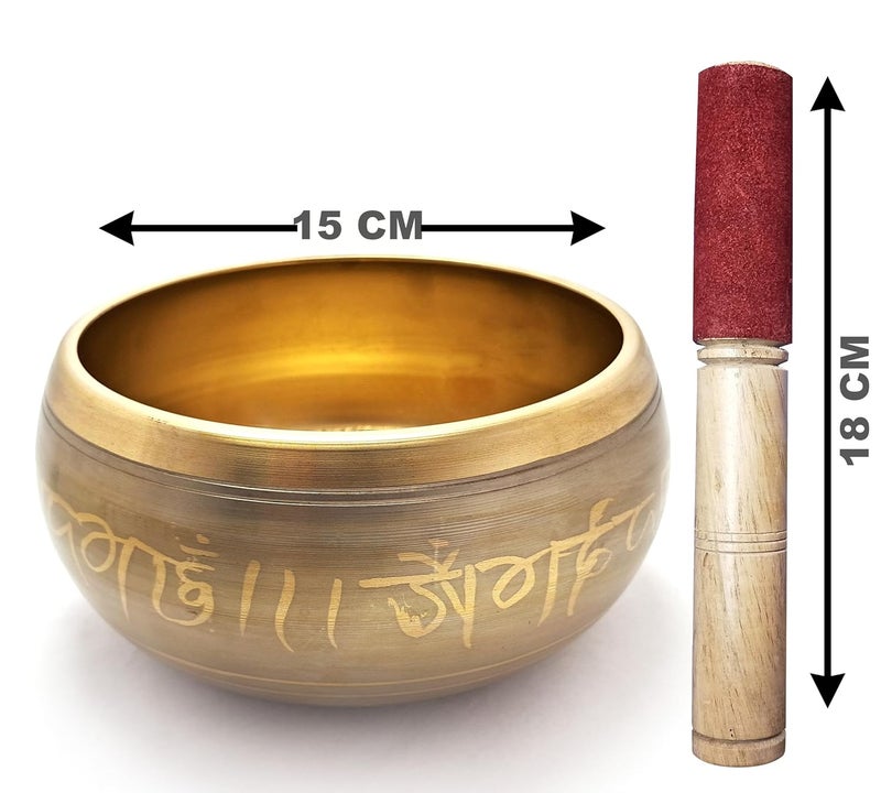 Uv Creation 6 Inch Tibetan Singing Bowl for Meditation and Sound Healing – Brass Bowl with Gautam Buddha Design Inside, Golden & Grey Finish, Ideal for Yoga & Mindfulness - Image 5