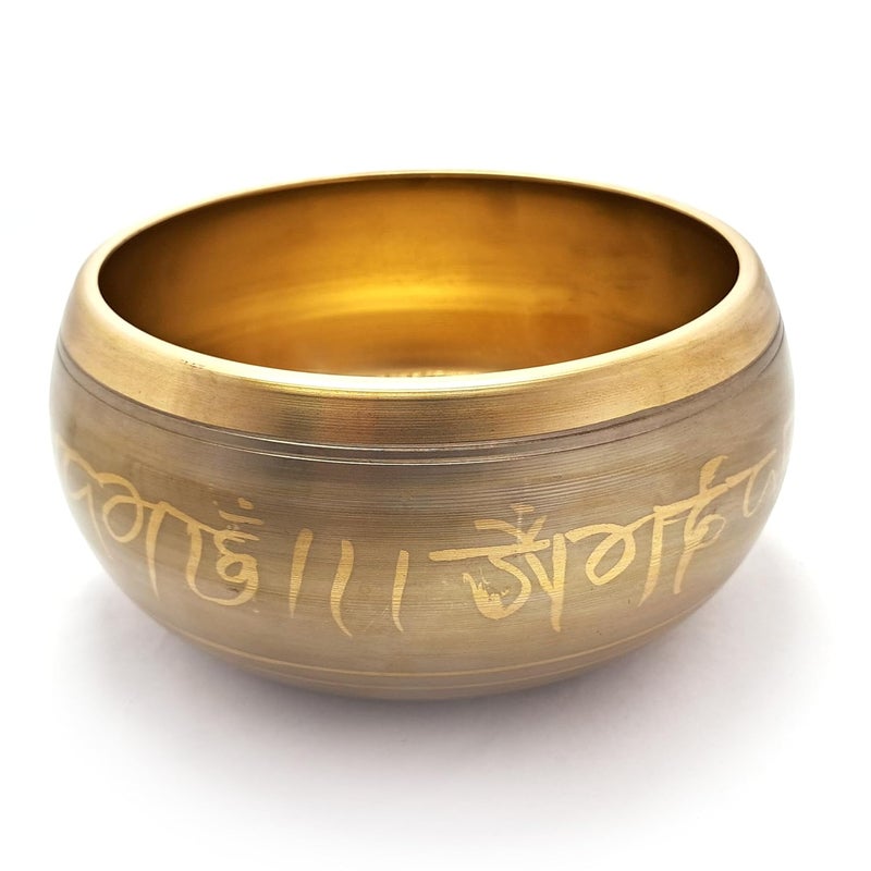 Uv Creation 6 Inch Tibetan Singing Bowl for Meditation and Sound Healing – Brass Bowl with Gautam Buddha Design Inside, Golden & Grey Finish, Ideal for Yoga & Mindfulness - Image 3