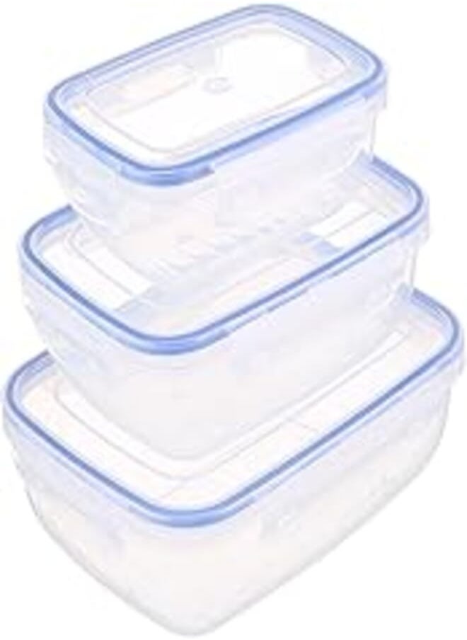 Bager Bager Cook&Lock Rectangular Storage Container Set 3 Pcs (400+800+1400 Ml) (Std), Transparent 