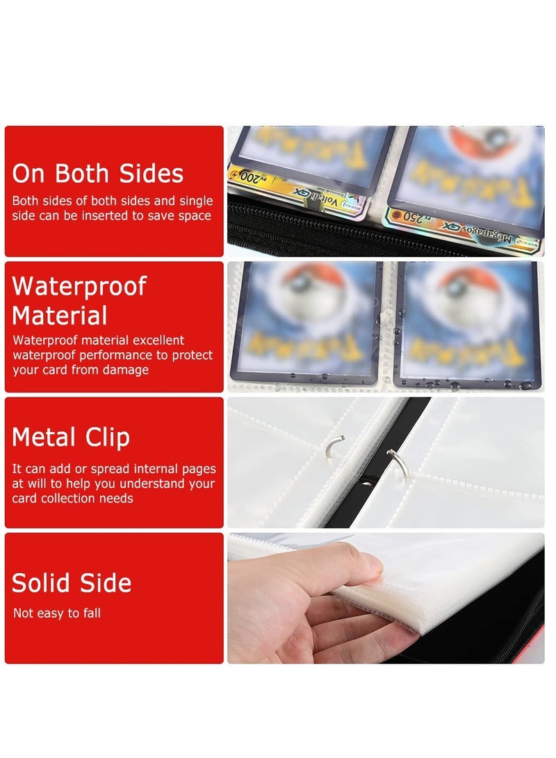 كابتن تيك Pokemon Card Binder, Card Storage with 50 4-Pocket Sleeves  Album, Game Card Holder for Boys and Girls (Red) - Image 5