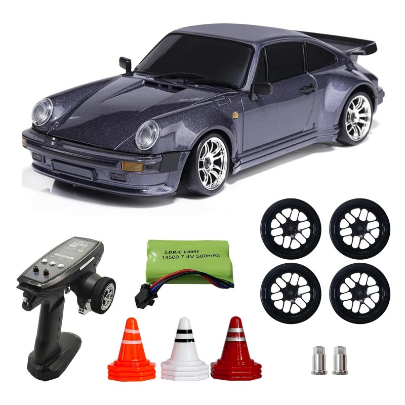 Skymaker Posche 911 RC Drift Car 118 RWD Drifting with Extra Metal Tires Wheel Hex Hub RC Cars for Adult with Alloy Car Shell 24Ghz Remote Control with Gyro Purple - Image 3